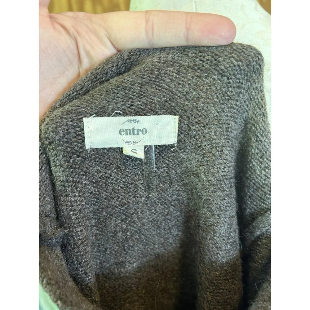 Entro Women's‎ High Neck Cozy Oversized Knit Sweater Colorblock Sz S Boho